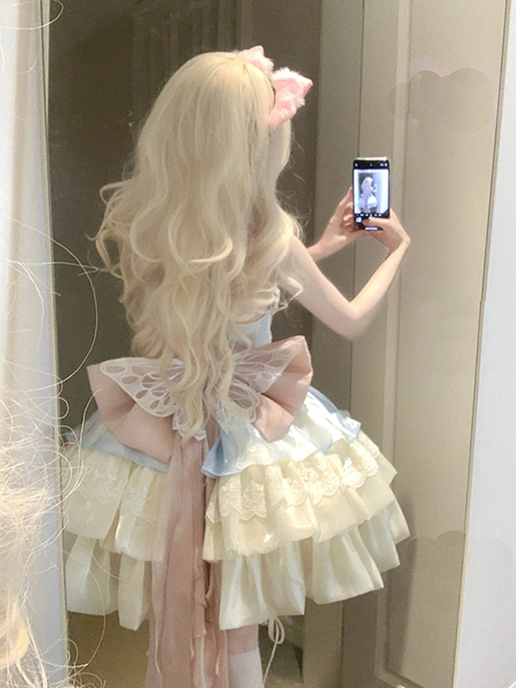 Vintage Ball Gown Halter Lace Short Mini Summer 18th Birthday Dress Lolita Dress Birthday Outfits W1247