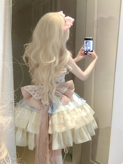 Vintage Ball Gown Halter Lace Short Mini Summer 18th Birthday Dress Lolita Dress Birthday Outfits W1247