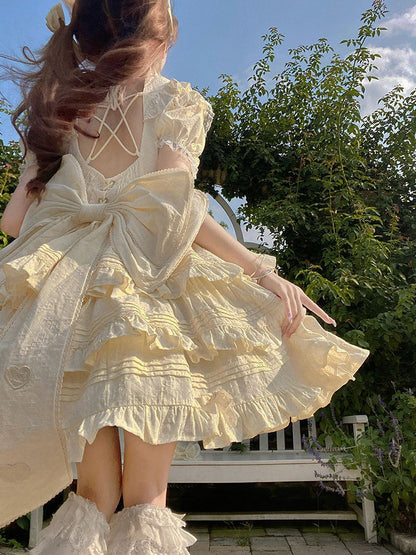 Vintage Ball Gown High Neck Lace Summer 18th Birthday Dress Lolita Dress Birthday Outfits W1234