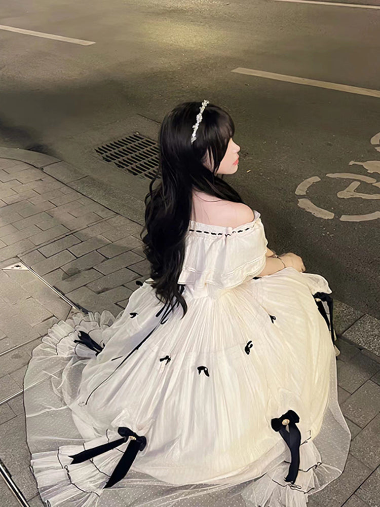 Vintage Ball Gown Off The Shoulder White Chiffon Summer 18th Birthday Dress Lolita Dress Birthday Outfits W1210