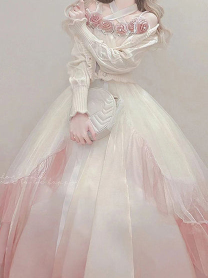Vintage Ball Gown Off The Shoulder Short Sleeves 16th Ombre Pink Birthday Dress Lolita Dress Birthday Outfits DP0226