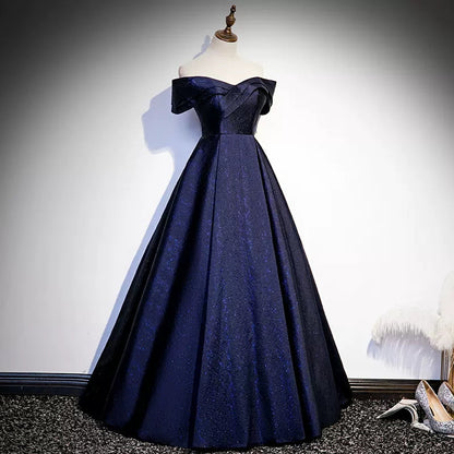 Navy Blue Sequin Prom Dresses Sexy Evening Dress SH085