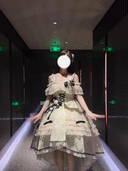 Cute High Low Square Neck Lace Summer 18th Birthday Dress Lolita Dress Birthday Outfits W1255