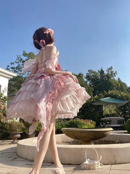 Vintage Ball Gown Pink Short Mini Summer 18th Birthday Dress Lolita Dress Birthday Outfits W1248