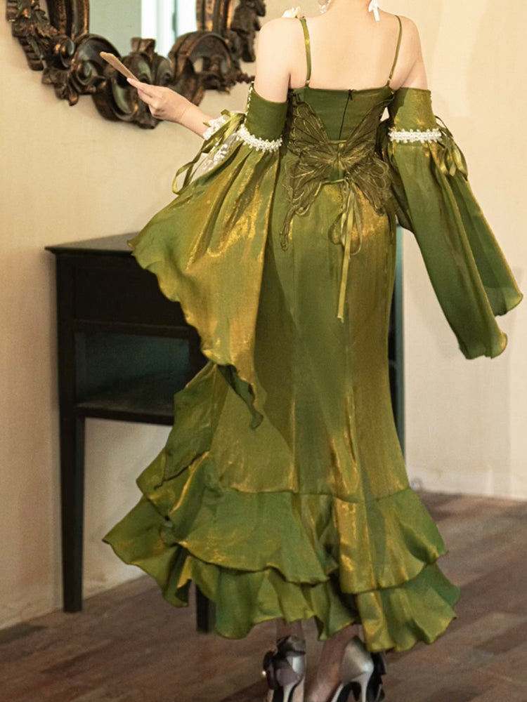 Pretty Mermaid Spaghetti Straps Green Summer 18th Birthday Dress Lolita Dress Birthday Outfits W1257