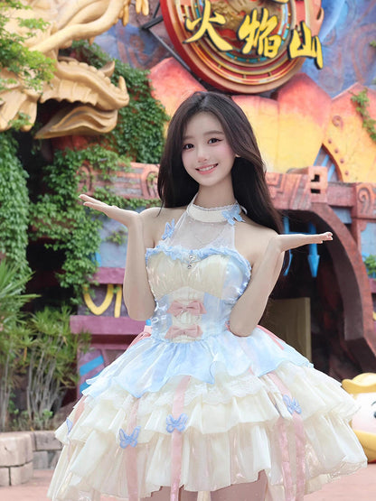 Vintage Ball Gown High Neck Short Mini Summer 18th Birthday Dress Lolita Dress Birthday Outfits W1254