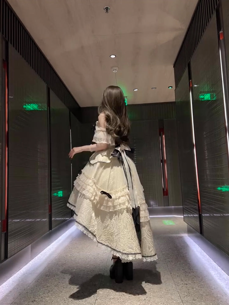 Pretty High Low Square Neck Lace Summer 18th Birthday Dress Lolita Dress Birthday Outfits W1256