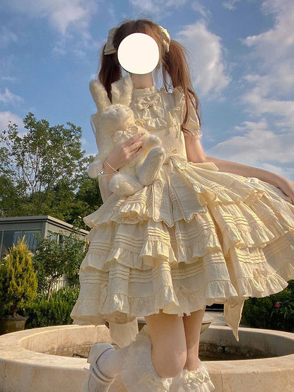 Vintage Ball Gown High Neck Lace Summer 18th Birthday Dress Lolita Dress Birthday Outfits W1234