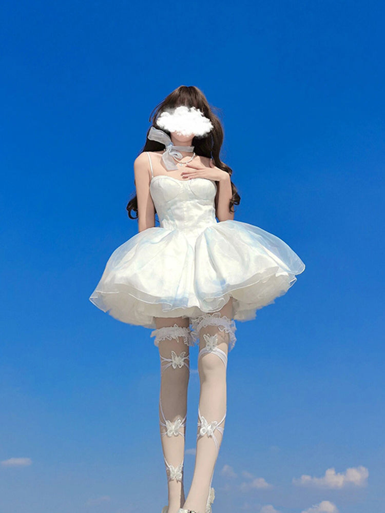 Vintage Ball Gown Spaghetti Straps Short Chiffon Summer 18th Birthday Dress Lolita Dress Birthday Outfits W1229