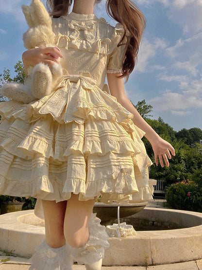 Vintage Ball Gown High Neck Lace Summer 18th Birthday Dress Lolita Dress Birthday Outfits W1234