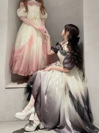 Vintage Ball Gown Off The Shoulder Short Sleeves 16th Ombre Pink Birthday Dresses Lolita Dress Birthday Outfits W1232