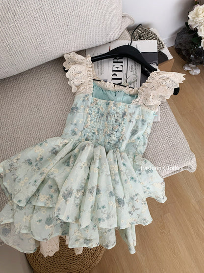 Cute Ball Gown Square Satin Floral Pink Short Summer Dress Holiday Party Outfits For Women DP1406