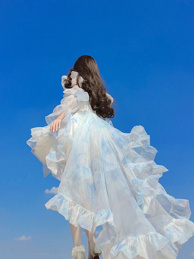 Vintage Ball Gown Spaghetti Straps Short Chiffon Summer 18th Birthday Dress Lolita Dress Birthday Outfits W1229