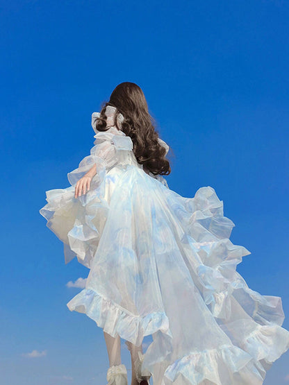 Vintage Ball Gown Spaghetti Straps Short Chiffon Summer 18th Birthday Dress Lolita Dress Birthday Outfits W1229