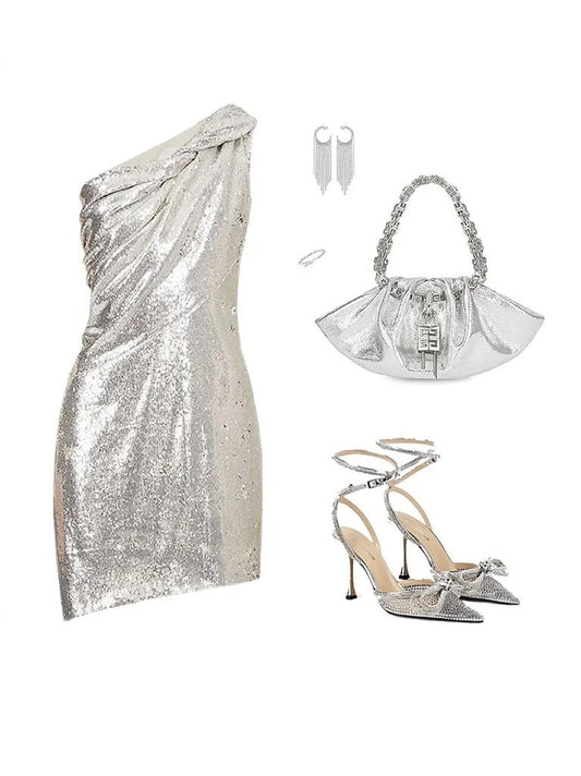 Silver short homecoming dress prom dress evening dress cocktail party dress gh4356