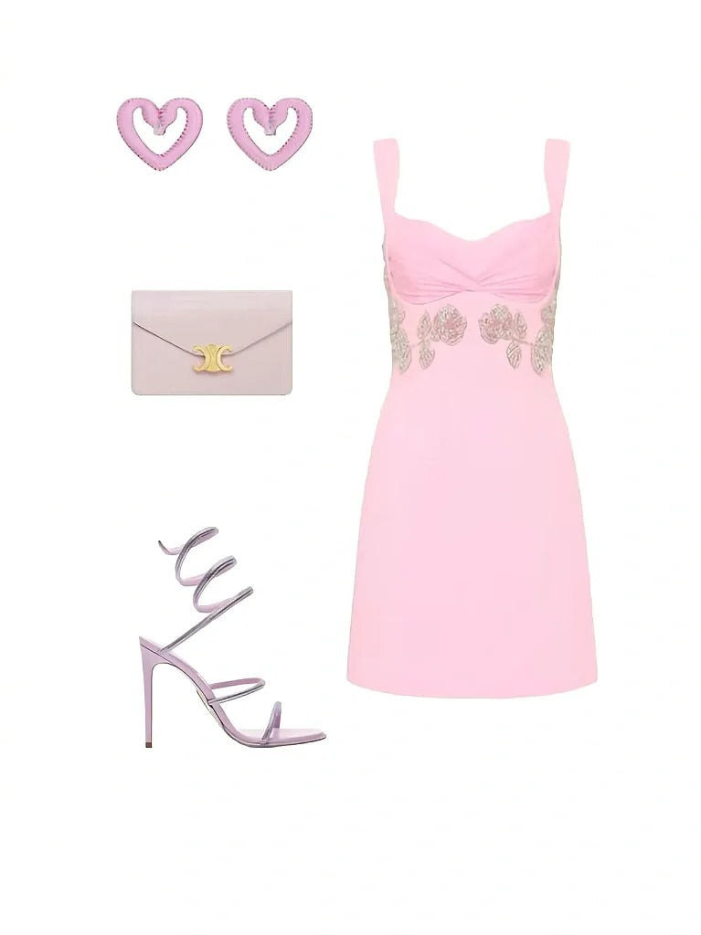 Pink Floral Short Homecoming Dress Prom Dress Evening Dress Party Dress gh4357