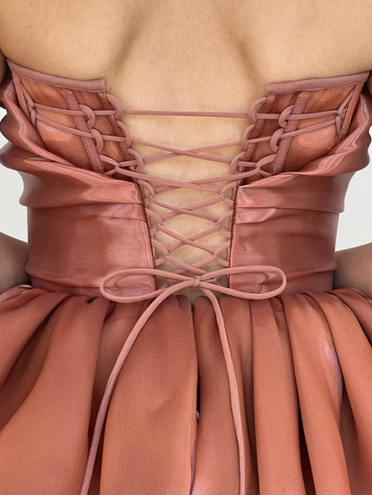 Cute Blush Pink V Neck Pleated Short A Line Cocktail Dress Homecoming Dress  S762