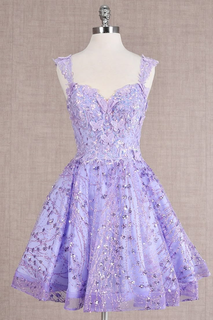 Pretty Gold Lace Butterfly Appliques Short Homecoming Dress Formal 20th Birthday Party Dress S914