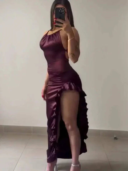 Purple Fashion Chic Suspender Long Elegant Sexy Bodycon Prom Dress Evening Gown Fashion Party Dress gh3449