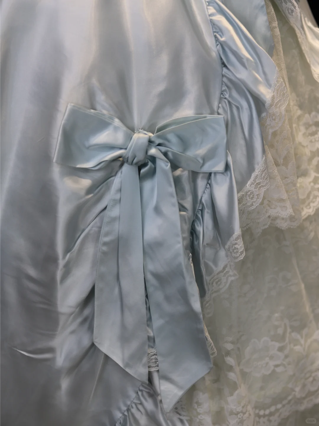 Vintage Bow Ball Gown Puff Layered Lace Satin Prom Dress 16th Birthday Dress SH3863