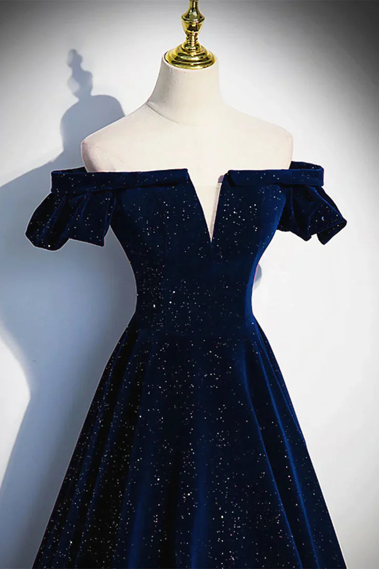 Dark blue/burgundy shiny elegant long velvet ball gown formal evening dress gh3211