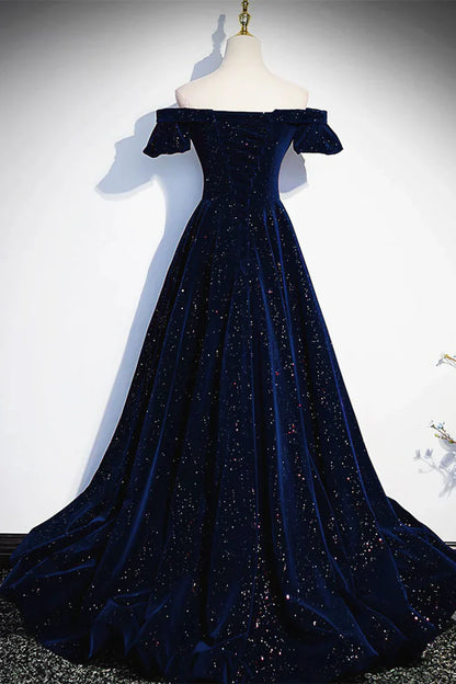 Dark blue/burgundy shiny elegant long velvet ball gown formal evening dress gh3211