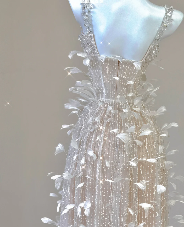 Classy A Line Square Neckline Champagne Tulle Long Prom Dresses P0003