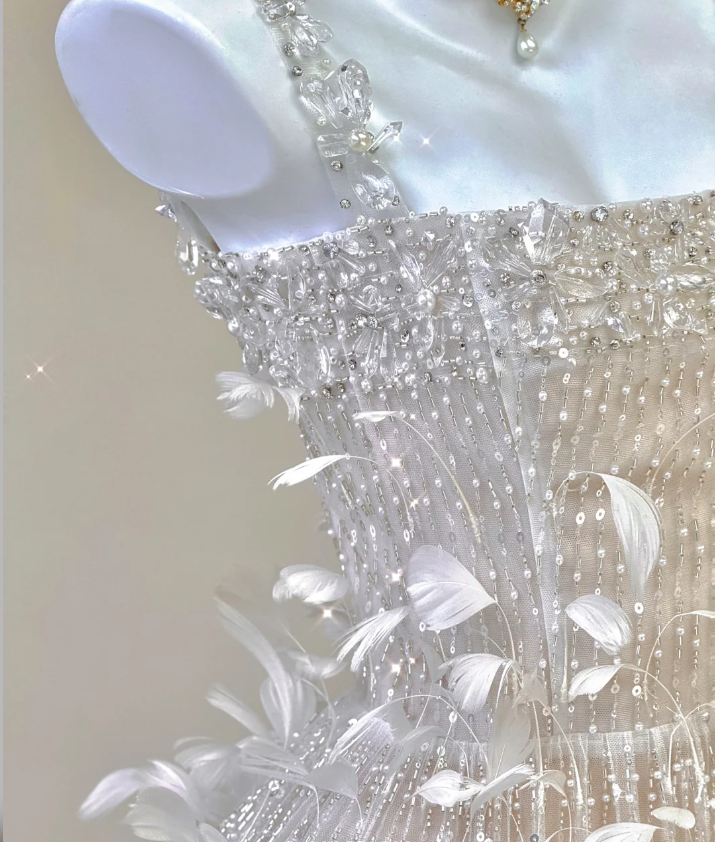 Classy A Line Square Neckline Champagne Tulle Long Prom Dresses P0003