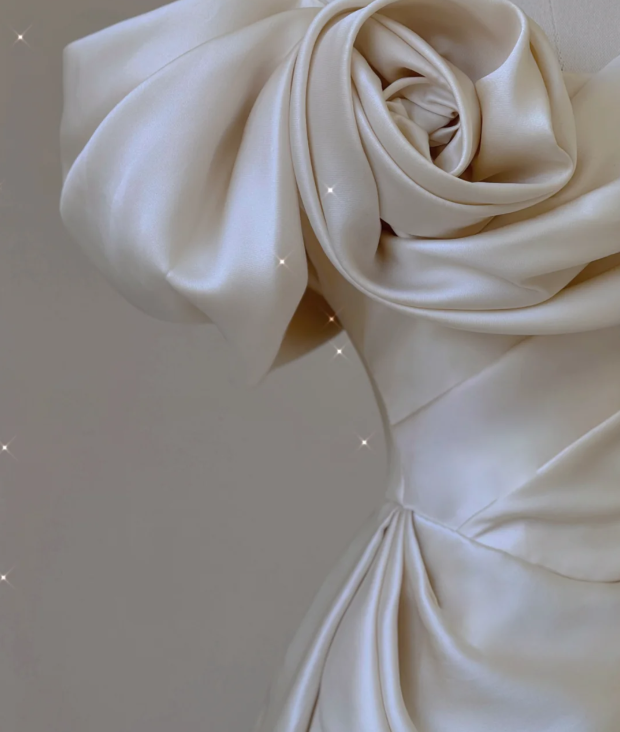 Elegant Mermaid Off The Shoulder Satin Short Sleeves Wedding Dresses Brides Dress P0010