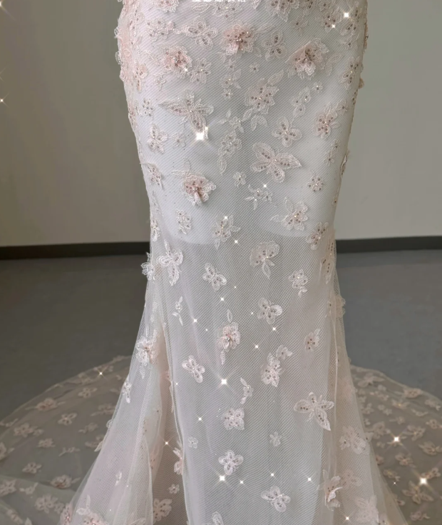 Classy Mermaid Halter Pink Lace Sleeveless Evening Dress Long Prom Dresses P0013