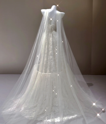 Elegant A Line Strapless White Lace Sleeveless Long Wedding Dresses Brides Dress P0014