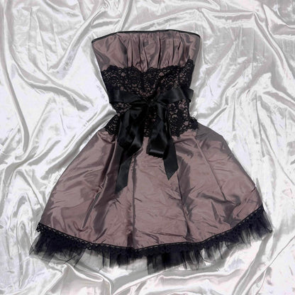 Y2K brown and black lace prom dress homecoming dress gothic dress fairy dress gh4597