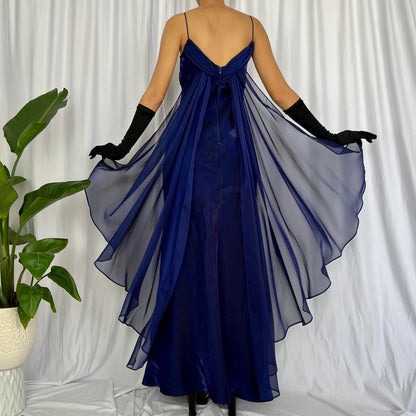 Moonlight blue fashion retro elegant exquisite beading long chiffon tulle ball gown evening dress party dress prom dress gh3710