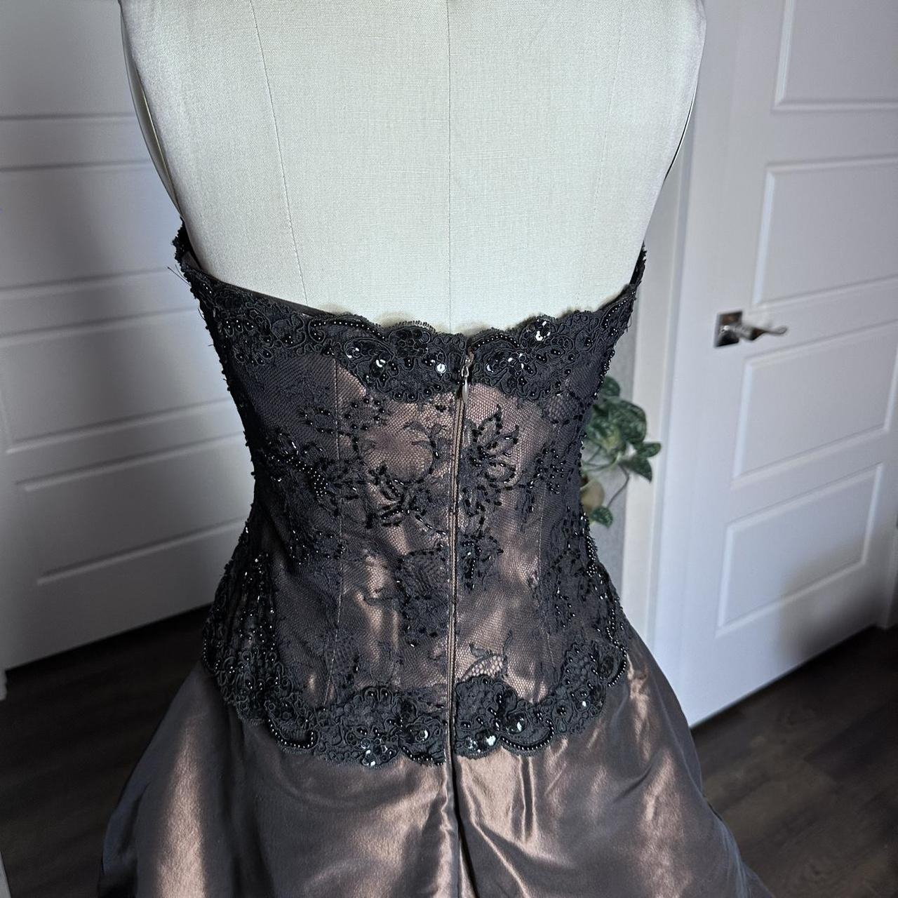 Black Brown Vintage Fashion Stunning Elegant ExquisiteLace Beaded Long Satin Formal Prom Dress Evening Dress Birthday Party Dress Ball Gown Graduation Dress gh3911