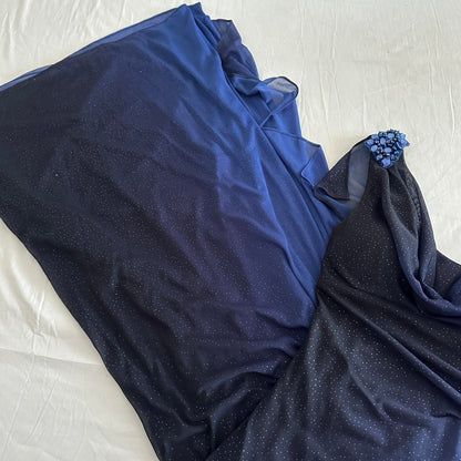 Dark Blue Ombre Stunning Sparkling Retro Fashion Stunning Elegant Delicate Rhinestone Long Chiffon Ball Gown Evening Gown Birthday Party Dress Prom Gown Graduation Gown gh3884