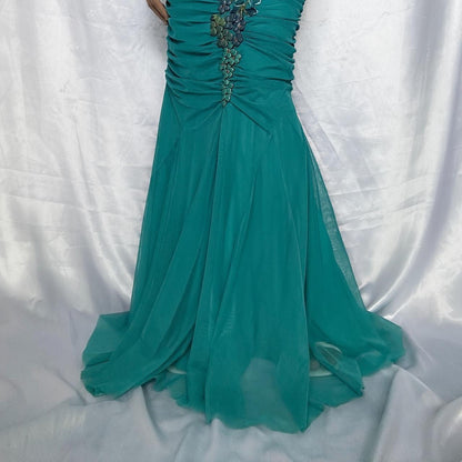 Turquoise Stunning Vintage Gorgeous Exquisite Floral Beaded Straps Long Chiffon Ball Gown Evening Dress Party Dress Prom Dress gh3867