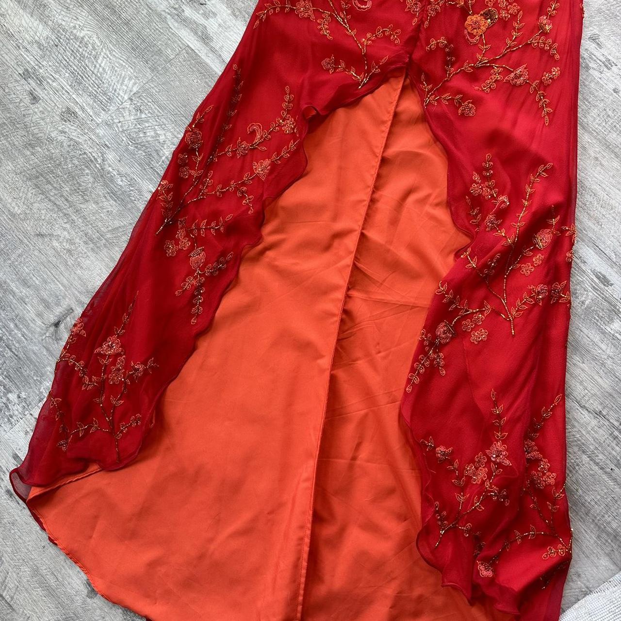 Red gorgeous exquisite beaded long chiffon sling real beautiful flowers wedding guest dress dating dress graduation dress gh4518