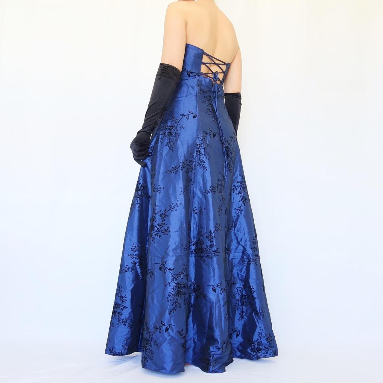 Navy Blue Vintage Floral Long Ball Gown Velvet Prom Trumpet Gown Evening Dress Party Dress gh4350
