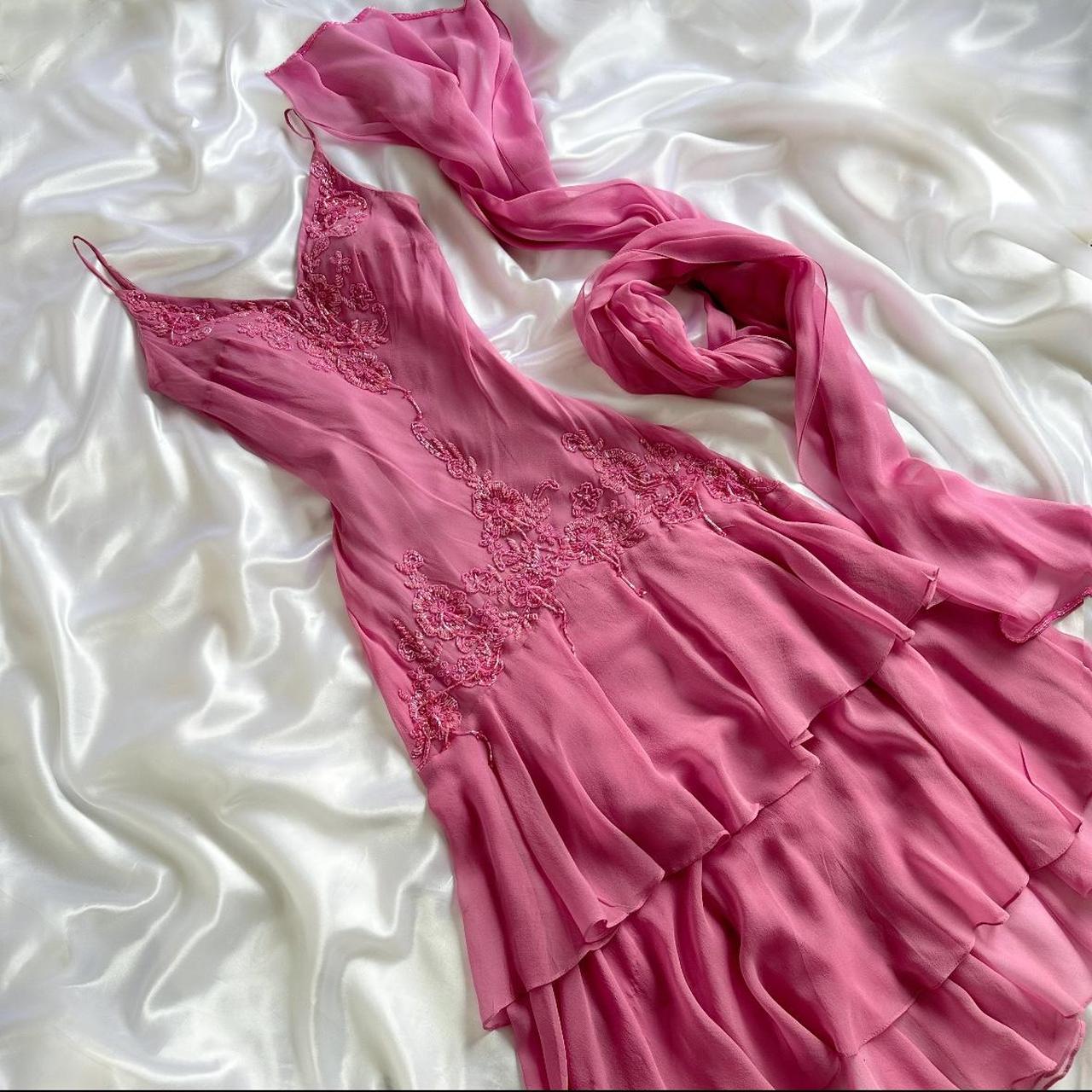 Pink gorgeous exquisite elegant beaded long chiffon ruffled ball gown, evening dress, party dress gh3513