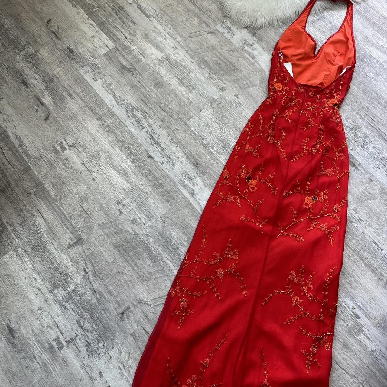 Red gorgeous exquisite beaded long chiffon sling real beautiful flowers wedding guest dress dating dress graduation dress gh4518