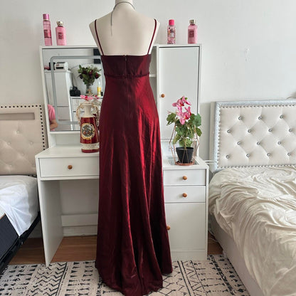 Burgundy Vintage Shiny Fashion Stunning Elegant Long Chiffon Tulle Cute Sweet Prom Dress Evening Gown Birthday Party Dress Prom Dress Graduation Dress gh3886