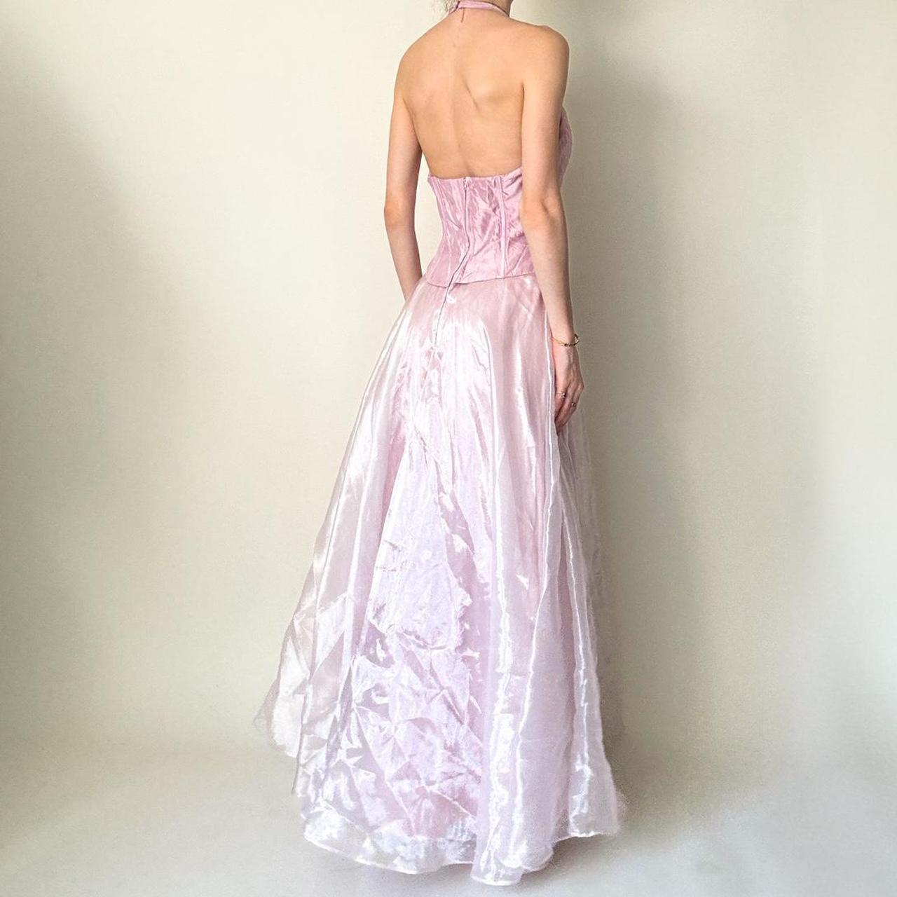 Pink Glitter Bustier Beaded Long Tulle Satin Ball Gown Evening Dress gh4592