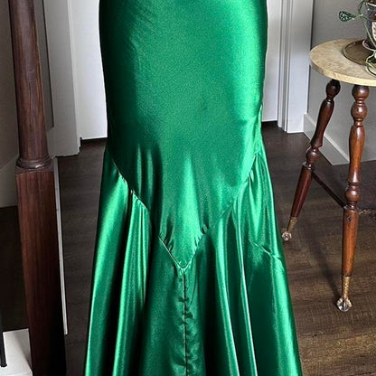 Green Shiny Vintage Fashion Sexy V-neck Rhinestone Bodycon Long Satin Backless Formal Prom Dress Evening Dress Party Dress gh3688