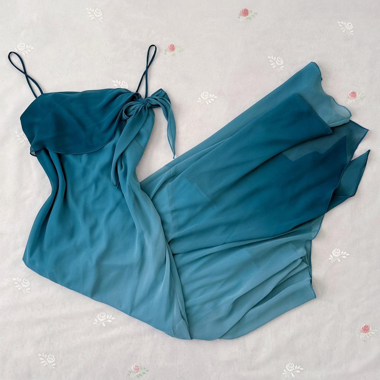 Blue Fashion Gradient Sweet Elegant Long Spaghetti Straps Asymmetrical Chiffon Homecoming Dress Prom Dress Evening Dress Party Dress Prom Dress gh4179