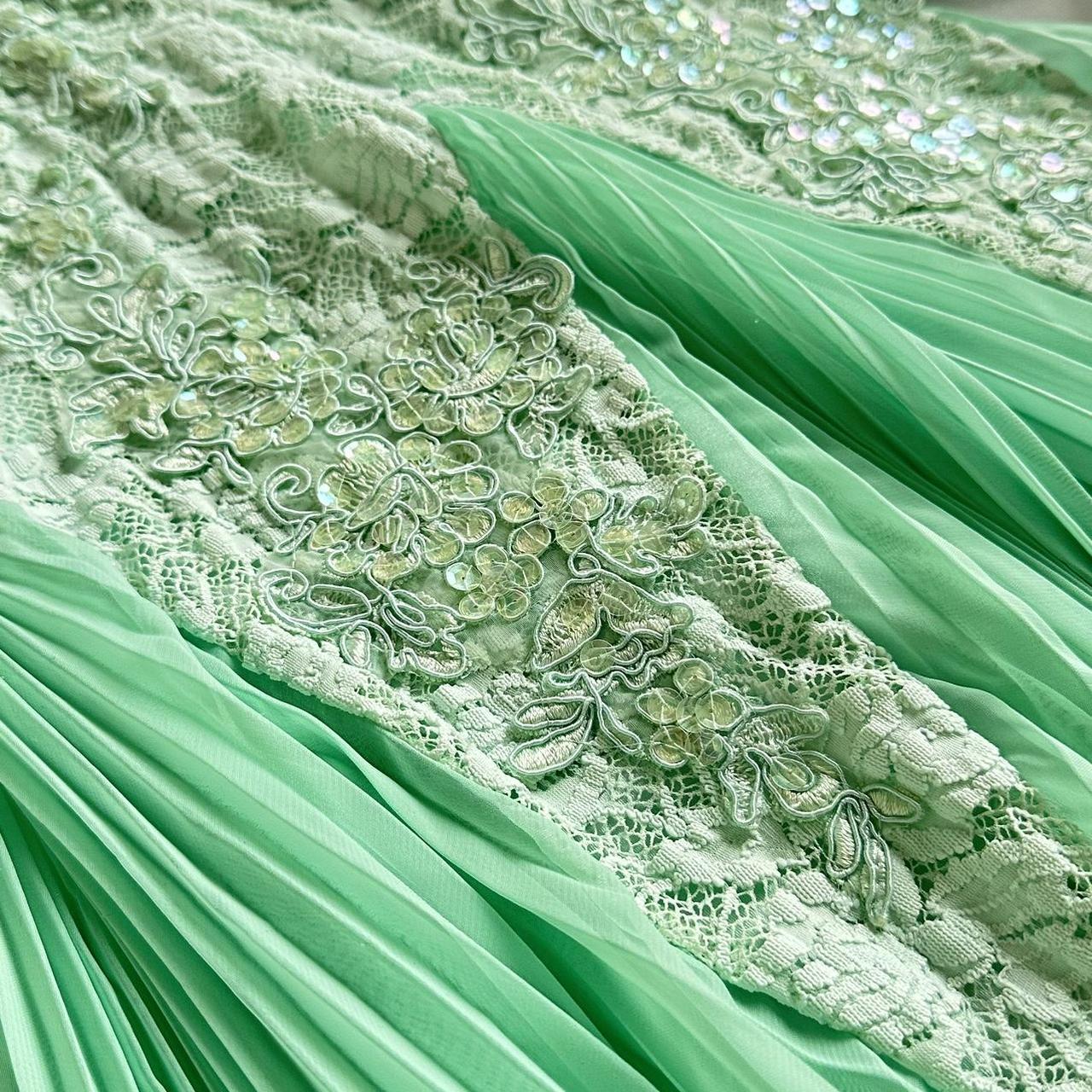 Mint Green Shiny Charming Stunning Unique Fashion Beautiful Elegant Delicate Lace Long Lace Sequin Fairy Ball Gown Evening Gown Birthday Party Gown Prom Gown gh3918