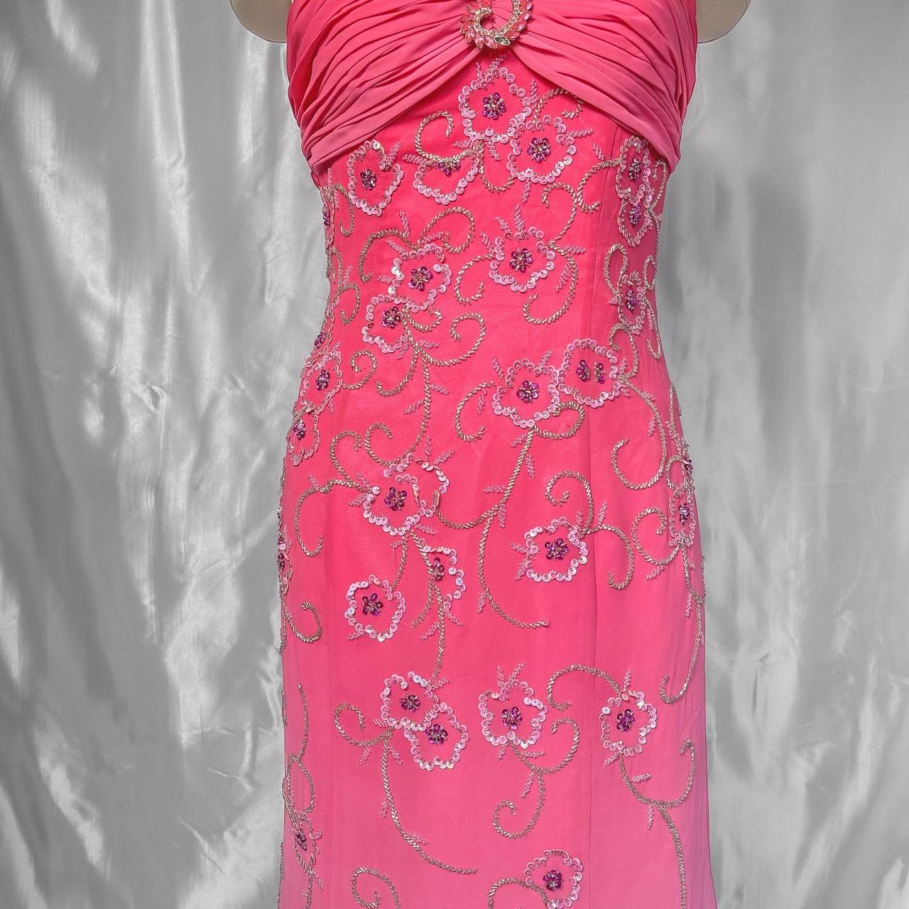 Pink Fashion Gradient Gorgeous Exquisite Floral Beaded Long Chiffon Prom dress Evening Dress Party Dress gh5095