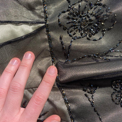 Gold Vintage Fashion Square Neck High Waist Exquisite Floral Beaded Long Short Sleeve Tulle Satin Fairy Regency Ball Gown Prom Dress Evening Dress Birthday Party Dress gh3961