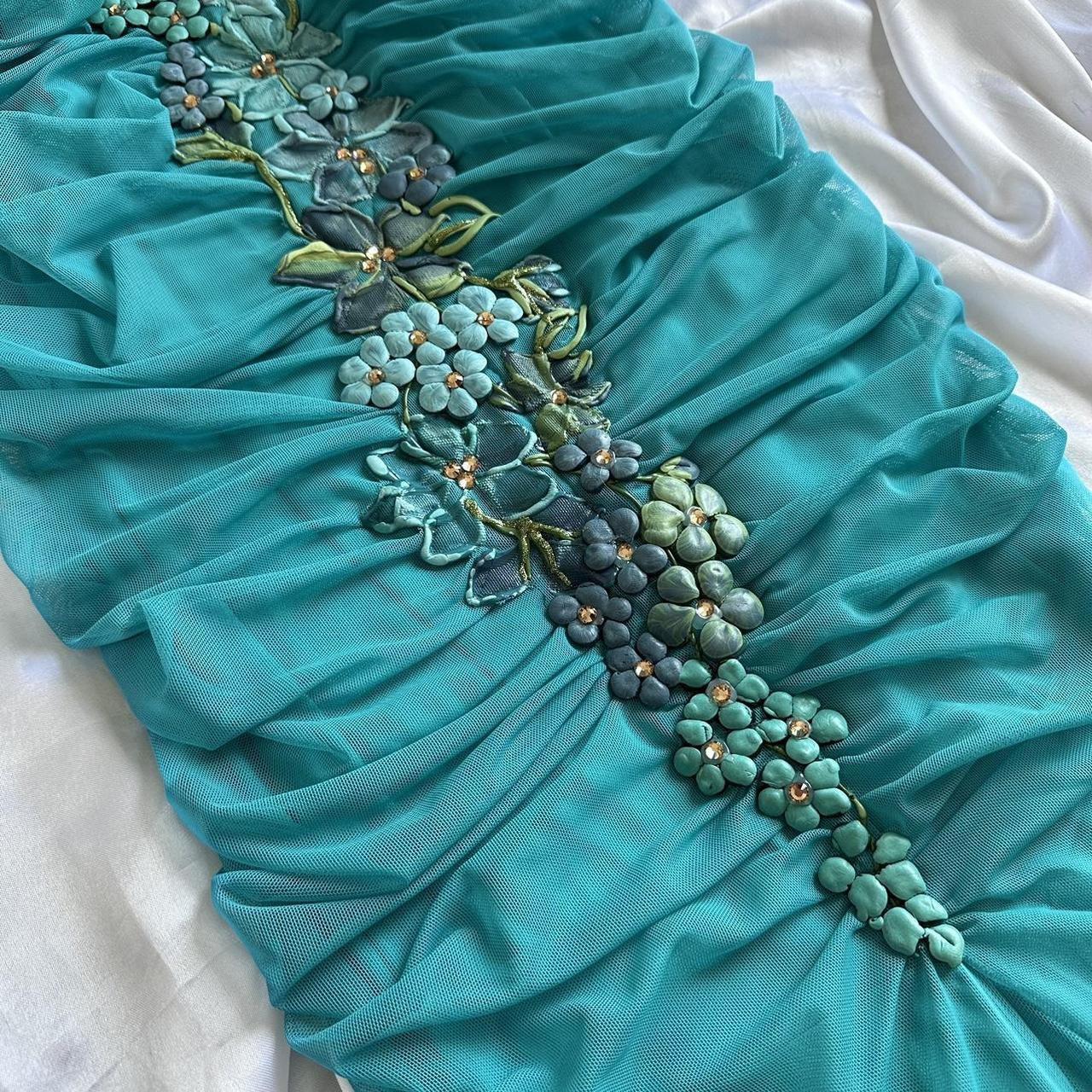Turquoise Stunning Vintage Gorgeous Exquisite Floral Beaded Straps Long Chiffon Ball Gown Evening Dress Party Dress Prom Dress gh3867