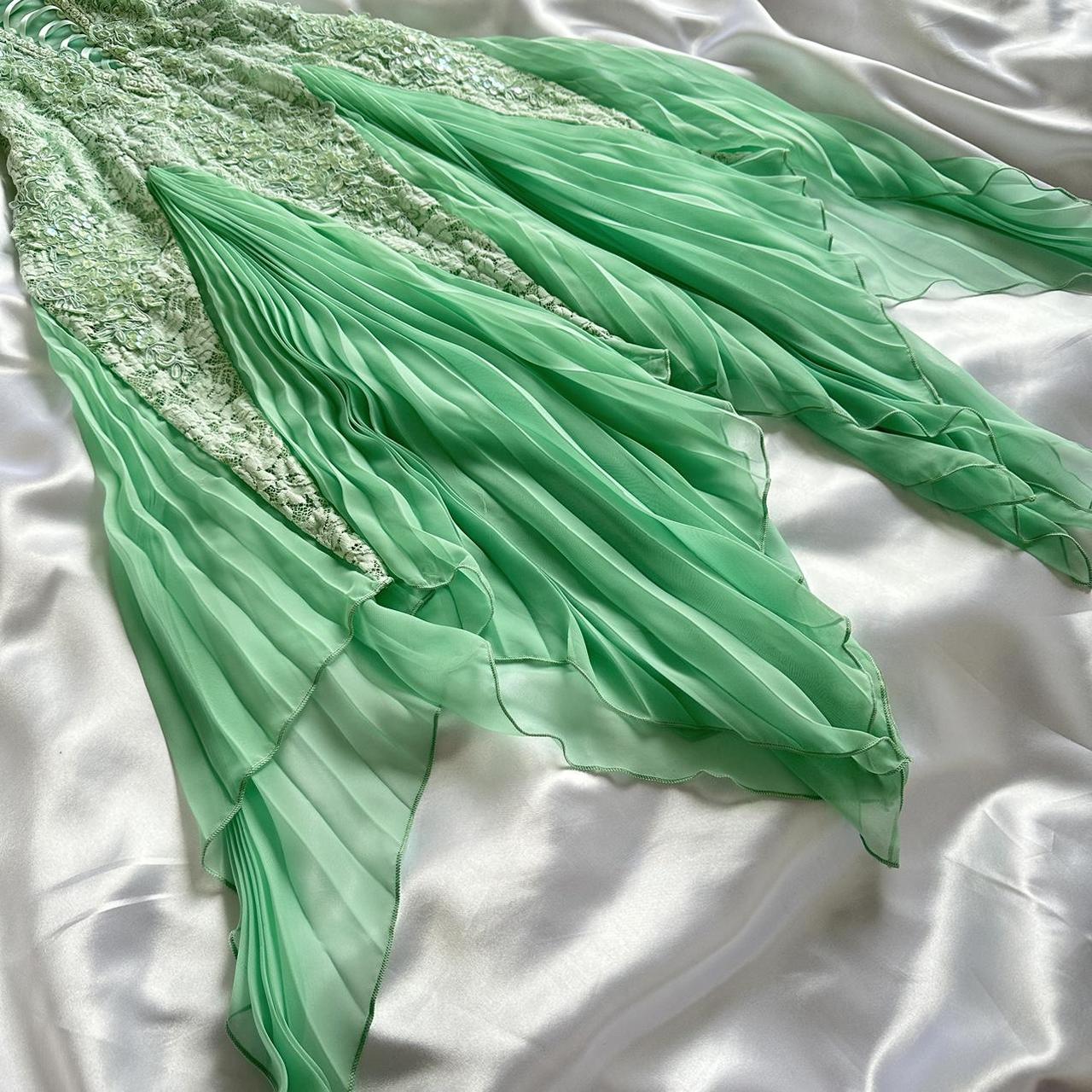 Mint Green Shiny Charming Stunning Unique Fashion Beautiful Elegant Delicate Lace Long Lace Sequin Fairy Ball Gown Evening Gown Birthday Party Gown Prom Gown gh3918