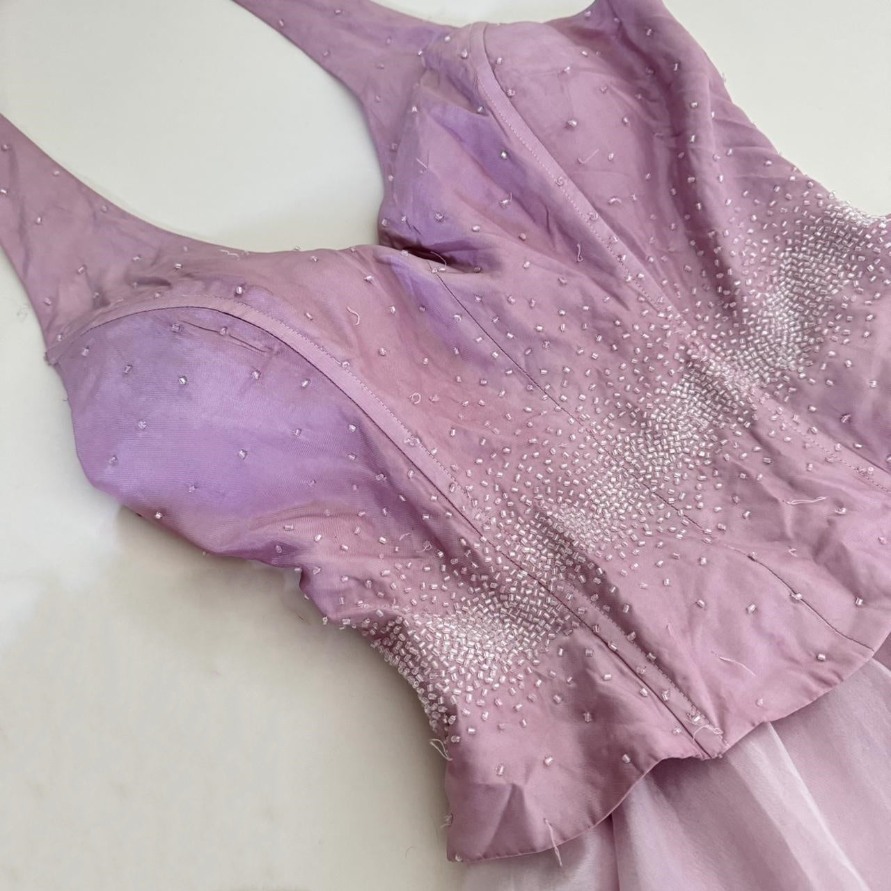 Pink Glitter Bustier Beaded Long Tulle Satin Ball Gown Evening Dress gh4592